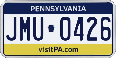 PA license plate JMU0426
