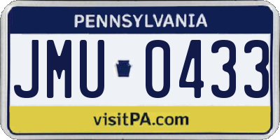 PA license plate JMU0433