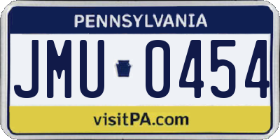 PA license plate JMU0454