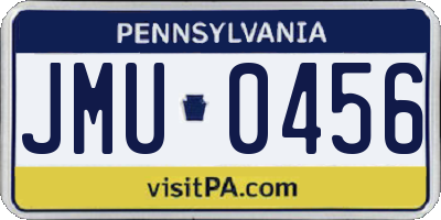 PA license plate JMU0456
