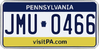 PA license plate JMU0466