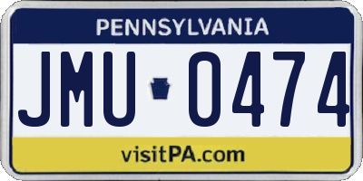 PA license plate JMU0474