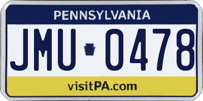 PA license plate JMU0478