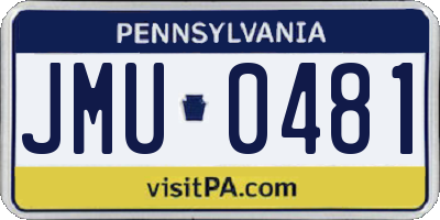 PA license plate JMU0481