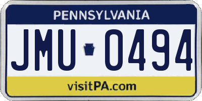 PA license plate JMU0494