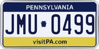 PA license plate JMU0499
