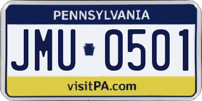 PA license plate JMU0501