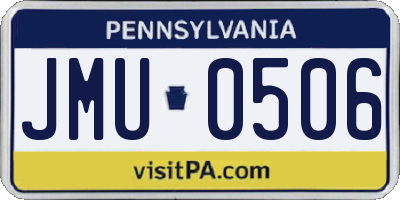 PA license plate JMU0506