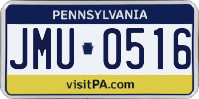 PA license plate JMU0516