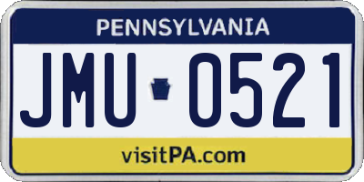 PA license plate JMU0521