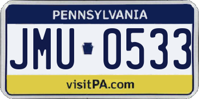 PA license plate JMU0533