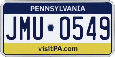 PA license plate JMU0549
