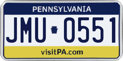 PA license plate JMU0551