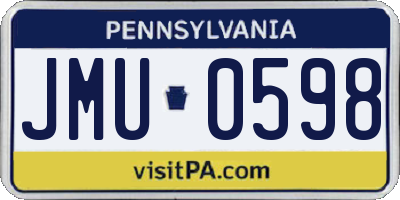PA license plate JMU0598