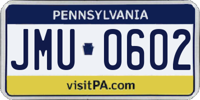 PA license plate JMU0602