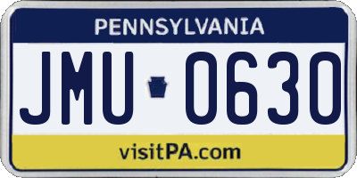 PA license plate JMU0630