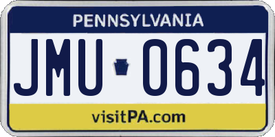 PA license plate JMU0634