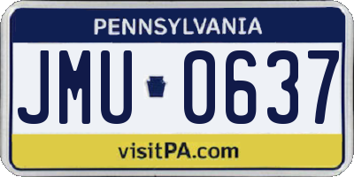 PA license plate JMU0637