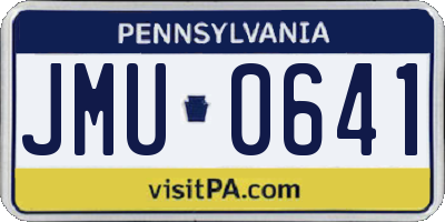 PA license plate JMU0641