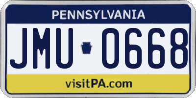 PA license plate JMU0668