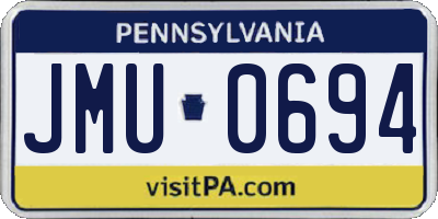 PA license plate JMU0694