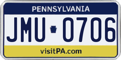 PA license plate JMU0706