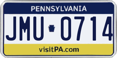 PA license plate JMU0714