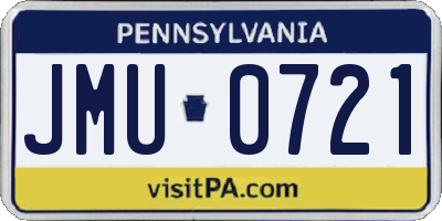 PA license plate JMU0721