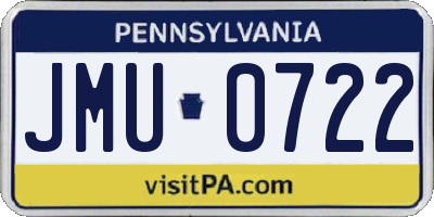 PA license plate JMU0722