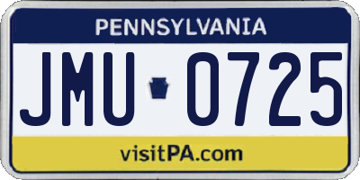 PA license plate JMU0725