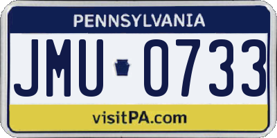 PA license plate JMU0733