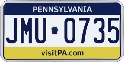PA license plate JMU0735