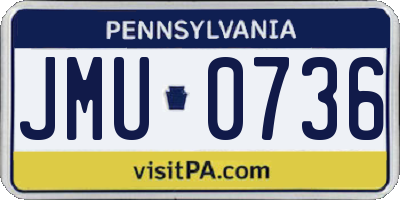 PA license plate JMU0736