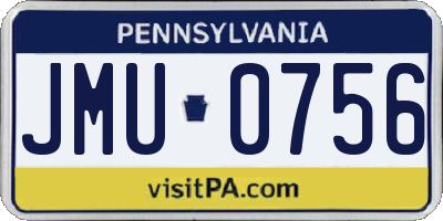PA license plate JMU0756
