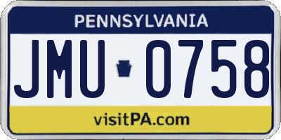 PA license plate JMU0758