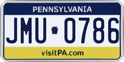 PA license plate JMU0786
