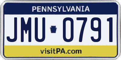 PA license plate JMU0791