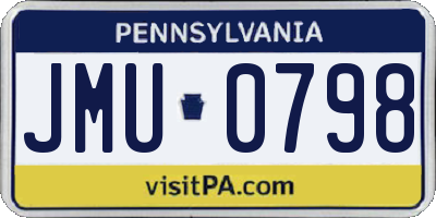 PA license plate JMU0798