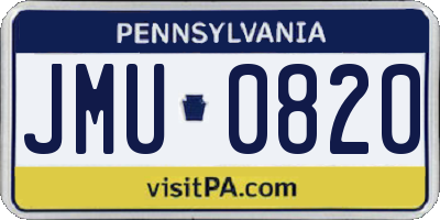 PA license plate JMU0820