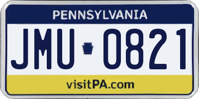 PA license plate JMU0821
