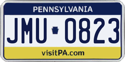 PA license plate JMU0823