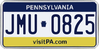 PA license plate JMU0825
