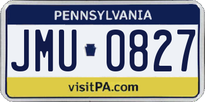 PA license plate JMU0827
