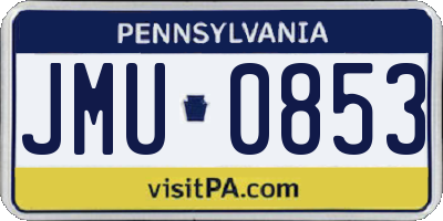 PA license plate JMU0853