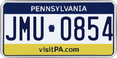 PA license plate JMU0854