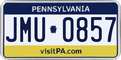 PA license plate JMU0857