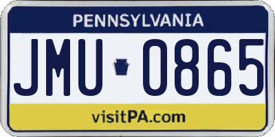 PA license plate JMU0865