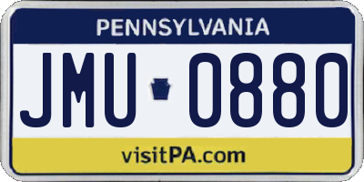 PA license plate JMU0880