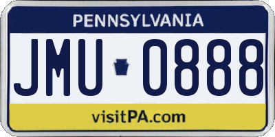 PA license plate JMU0888