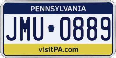 PA license plate JMU0889